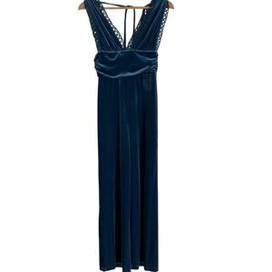 Cider Deep Blue Velvet Jumpsuit